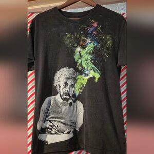 Einstein Black Graphic T-Shirt with Colorful Design